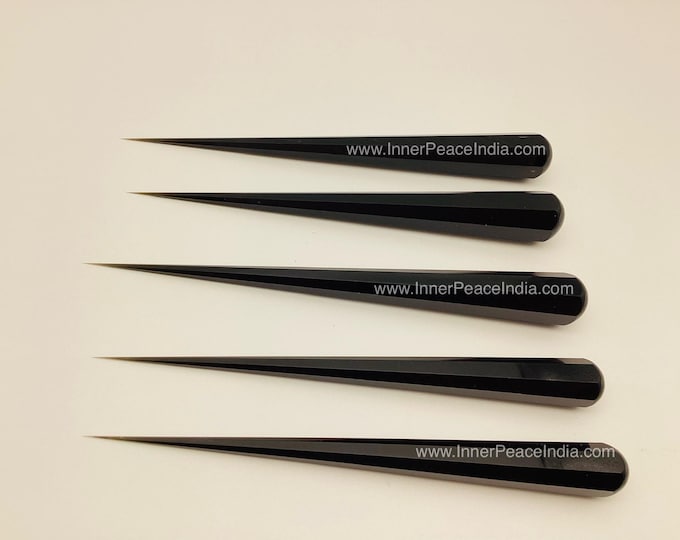 Featured listing image: 19C) Beautiful Single Consecrated GMCKS Pranic Healing black obsidian Crystal Disintegrator. Length 5-6 inches