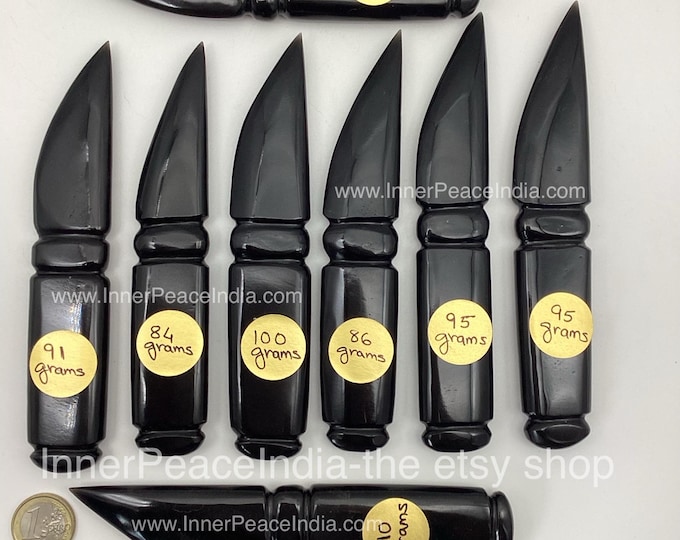 Featured listing image: 21K) Beautiful black obsidian GMCKS Pranic Healing Crystal knife. Best quality