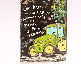 Door sign tractor loving slate painting