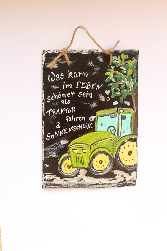 Türschild Traktor liebevolle Schiefermalerei