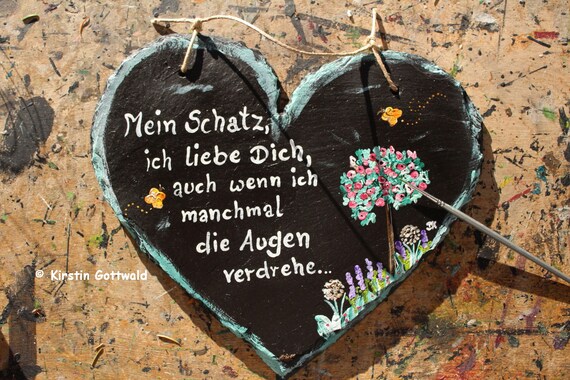 Ich Liebe Dich Schieferherz Gross Etsy