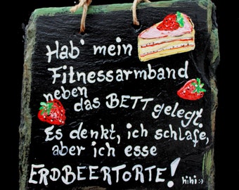 Sign slogan fitness or strawberry cake