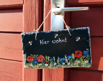 Türschild personalisiert Blumen