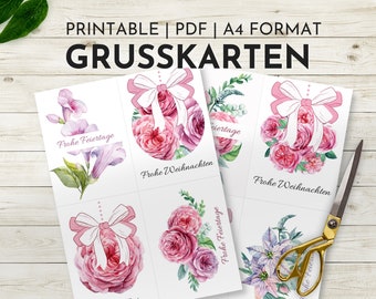 Weihnachtskarte zum Ausdrucken, Postkarte Weihnachten, Weihnachtskarten Set