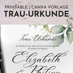 Trauurkunde zum Ausdrucken, Trauschein freie Trauung, personalisierte Eheurkunde, Hochzeitszertifikat Vorlage