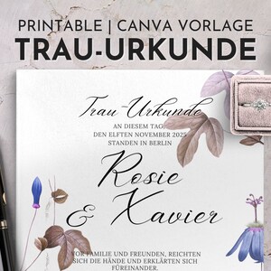 Trauurkunde zum Ausdrucken, Trauschein freie Trauung, personalisierte Eheurkunde, Hochzeitszertifikat Vorlage