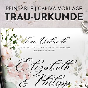 Trauurkunde zum Ausdrucken, Trauschein freie Trauung, personalisierte Eheurkunde, Hochzeitszertifikat Vorlage