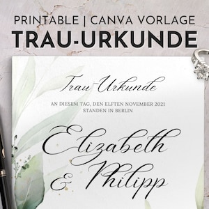 Trauurkunde zum Ausdrucken, Trauschein freie Trauung, personalisierte Eheurkunde, Hochzeitszertifikat Vorlage
