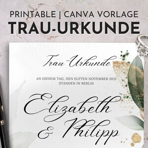 Trauurkunde zum Ausdrucken, Trauschein freie Trauung, personalisierte Eheurkunde, Hochzeitszertifikat Vorlage