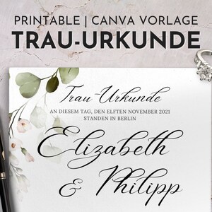 Trauurkunde zum Ausdrucken, Trauschein freie Trauung, personalisierte Eheurkunde, Hochzeitszertifikat Vorlage