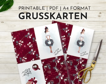 Printable Christmas card, Christmas postcard, Christmas card set