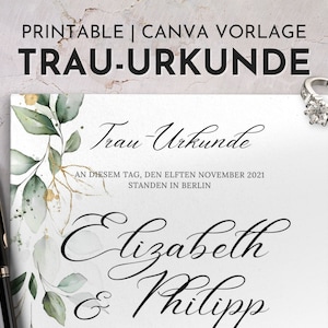 Trauurkunde zum Ausdrucken, Trauschein freie Trauung, personalisierte Eheurkunde, Hochzeitszertifikat Vorlage