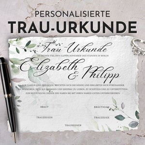 personaliserte Trauurkunde, Trauschein freie Trauung, Eheurkunde, Hochzeitszertifikat, florale Urkunde, Hochzeitsandenken