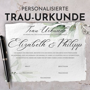 personaliserte Trauurkunde, Trauschein freie Trauung, Eheurkunde, Hochzeitszertifikat, florale Urkunde, Hochzeitsandenken