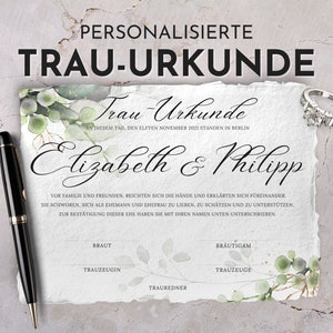 personaliserte Trauurkunde, Trauschein freie Trauung, Eheurkunde, Hochzeitszertifikat, florale Urkunde, Hochzeitsandenken