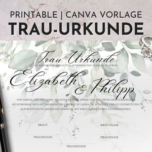 Trauurkunde zum Ausdrucken, Trauschein freie Trauung, personalisierte Eheurkunde, Hochzeitszertifikat Vorlage