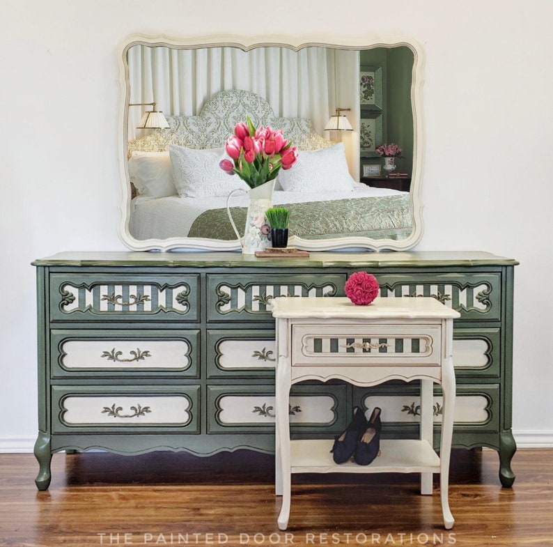 Sale Painted French Bedroom Set Green Dresser Painted Etsy