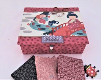 handmade jewelry box, box Japanese pattern, little geisha - gift customizable, from godmother grandma grandpa for Christmas birthday