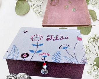 Lovingly made, personalizable, very high-quality gift for girls jewelry box flower meadow, for communion, confirmation