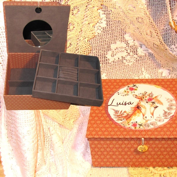 personalisierbare Schmuckkasten in Bayern handgemacht, individuelle Box mit Spiegel, Schmuckschatulle,  Geschenk zum Geburtstag, Kommunion