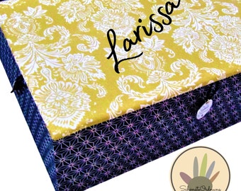 Larissa Blau Gold - edel handgemachte Schmuckbox, personalisierbare Geschenkbox von SchönsteOrdnung Box Geschenke Kunst Handwerk Bayern