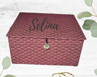 edles Weihnachtsgeschenk Schmuckbox, große Schatulle mit Schmuckfächern, personalisiertes Frauengeschenk, stabile Schmuckschatulle rot