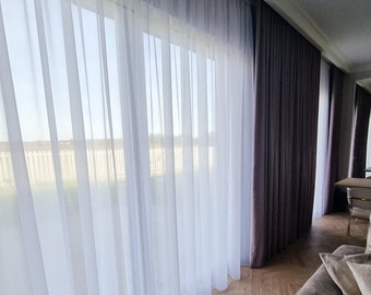 Made to measure curtains | Long curtains for living room bedroom woal white