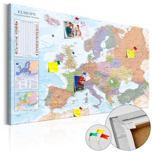 Cork Mappa del mondo 120x80 EUROPA, Pittura murale, Pittura su tela, Pittura ecologica