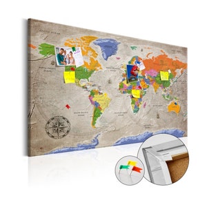 Carte du monde Cork RETRO STYLE 120x80
