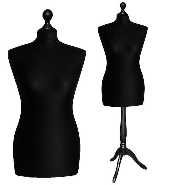 Dress form tailor bust w/meter size 34/36/38/40/42/44/46/48/50/52 black