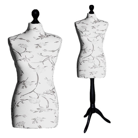 Tailor Doll Tailor Bust Female With Floral Pattern Black/brown Etsy