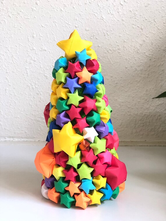 Origami Christmas Tree Stars Unique Christmas Decor Origami Stars Christmas Party Decor Tree Decor Christmas Art Christmas Tree Decor