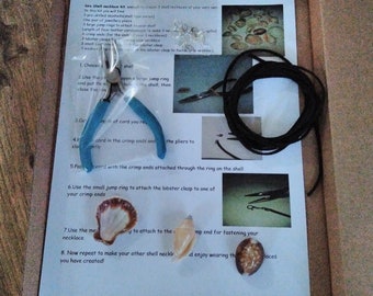 Seashell necklace craft kit.