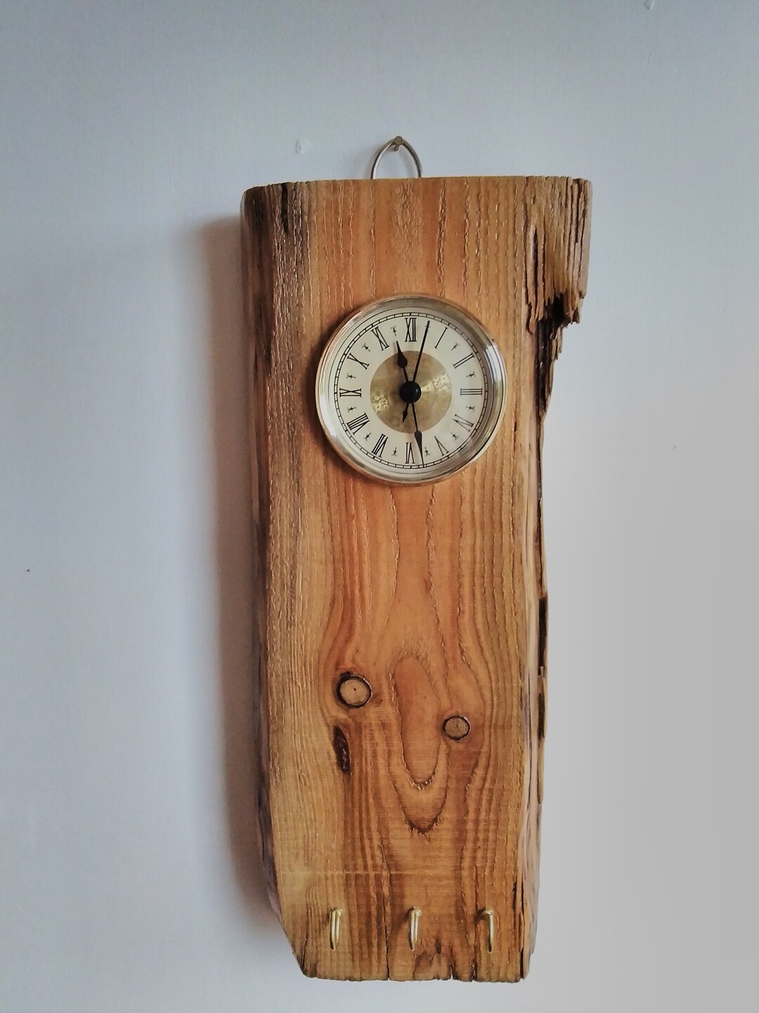 Wall Hanging Driftwood Clock With Key Holder Hooks.choice of Etsy