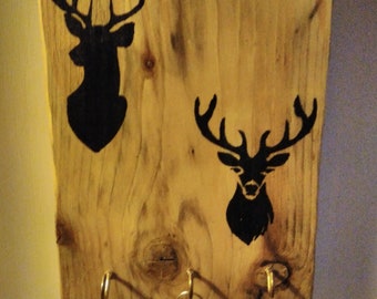 Stag head driftwood key hanger