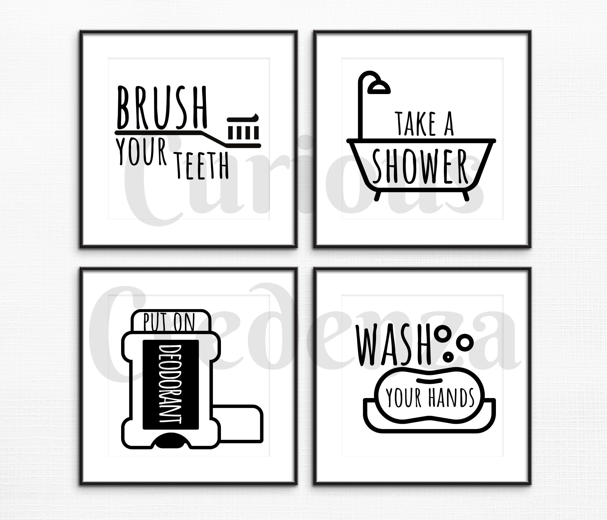 Bathroom Graphics, Wash Your Hands, Brush Your Teeth, Take A Shower