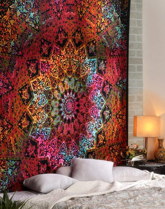 Wall Art Decor Psychedelic Tapestry Crochet Indian Wall Art Decor Psychedelic Tapestry
