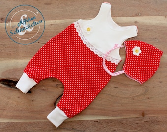 Dungarees – Rompers – Newborn – Baby – Size 50-92 Strawberry