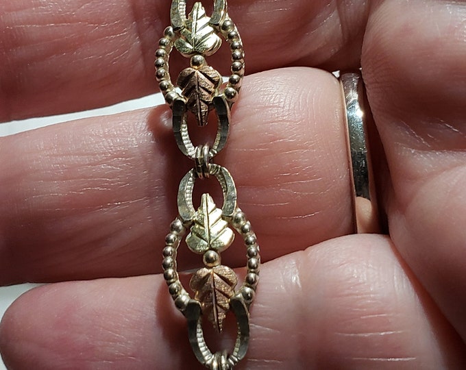 ON SALE Black Hills Gold Bracelet in 12K and 10K Gold and SS Vintage 6.25 Inches Etsy
