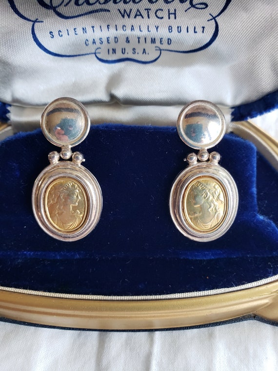 Gold Cameo Earrings in SS made in Italy