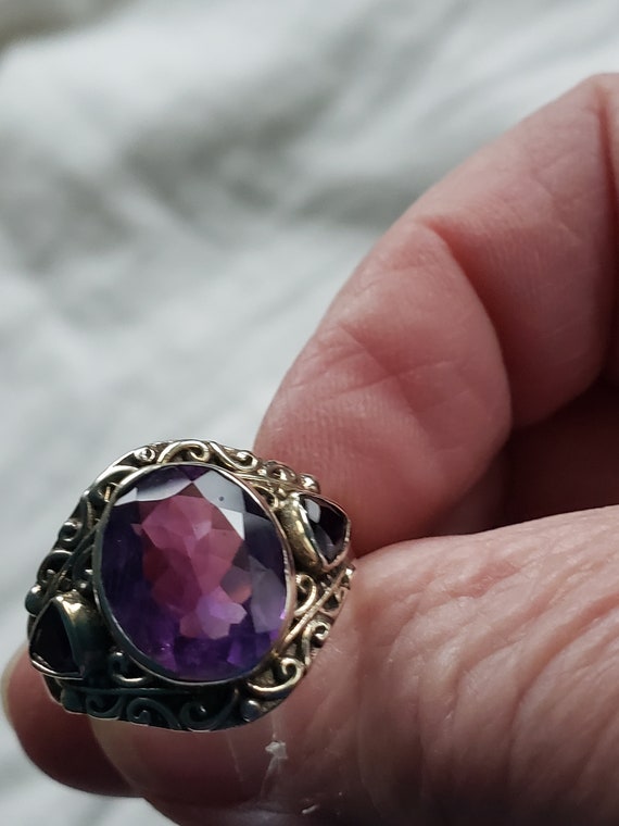 Amethyst Ring size 8 SS vintage 8 grams - image 3