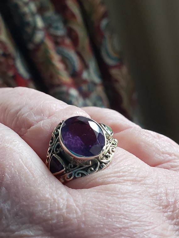 Amethyst Ring size 8 SS vintage 8 grams - image 5