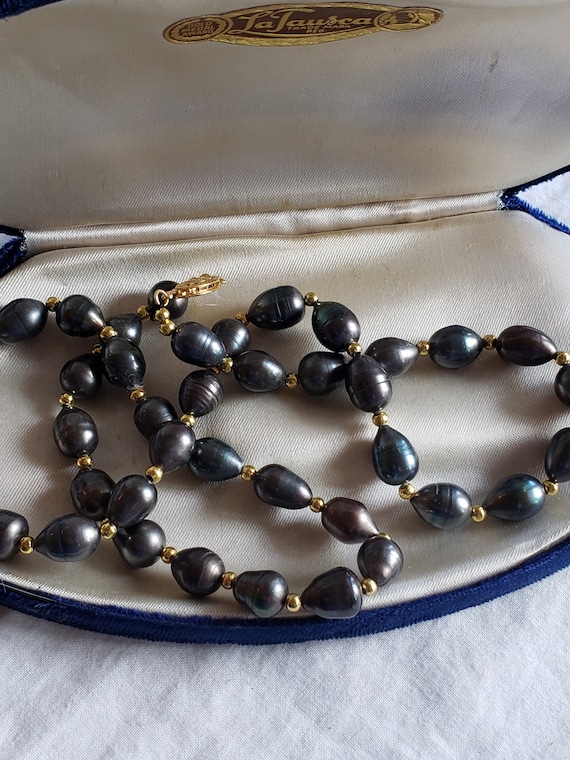 Black Baroque Pearls 22" GP clasp - image 3