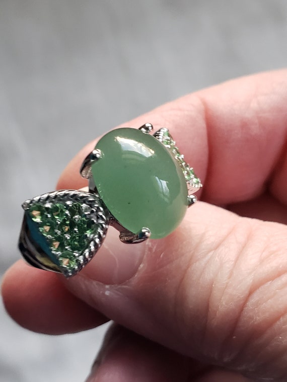 Jade size 9.75 and chrome diopside ring in SS - image 3