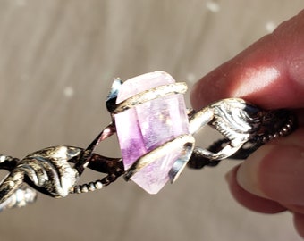 Amethyst Crystal Cuff Handmade SS vintage