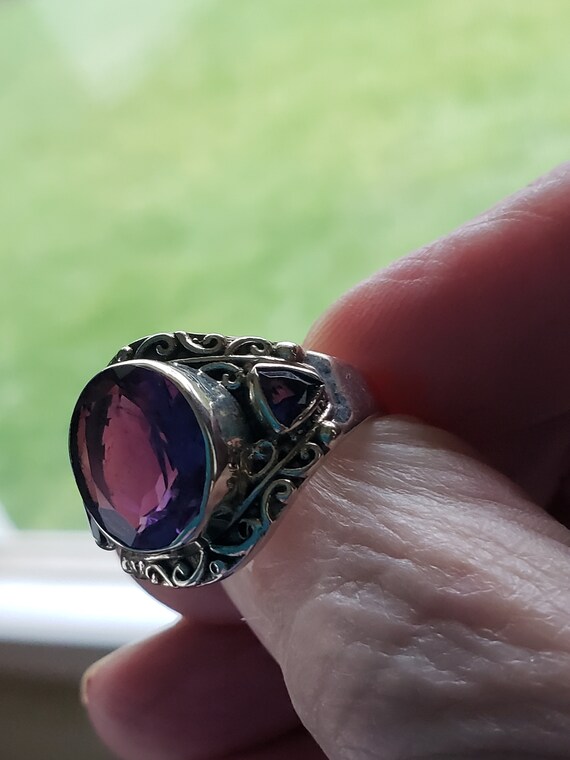 Amethyst Ring size 8 SS vintage 8 grams - image 4
