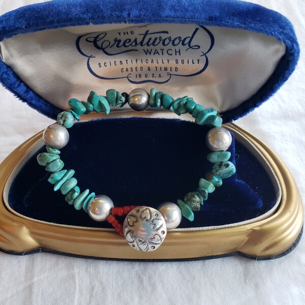 Turquoise Artisan made Bracelet with SS Clasp