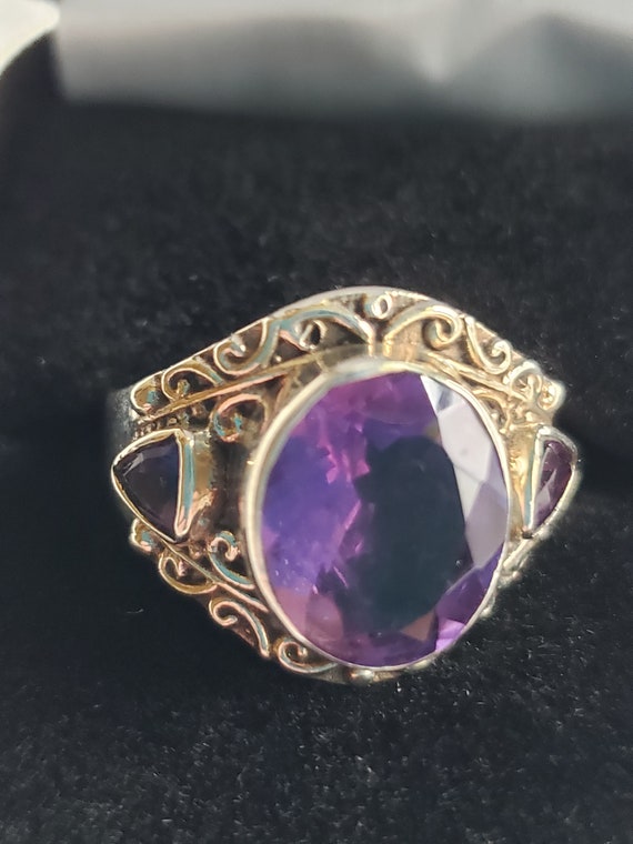 Amethyst Ring size 8 SS vintage 8 grams - image 2