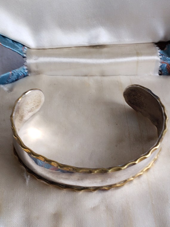 ON SALE Cuff Bracelet in SS with gold or brass bor