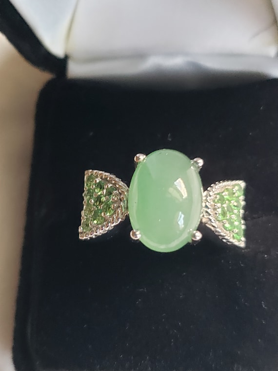 Jade size 9.75 and chrome diopside ring in SS - image 2